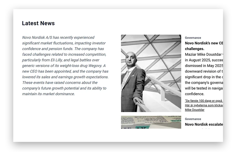 Latest news on Novo Nordisk: a summary of recent coverage beside articles tagged governance